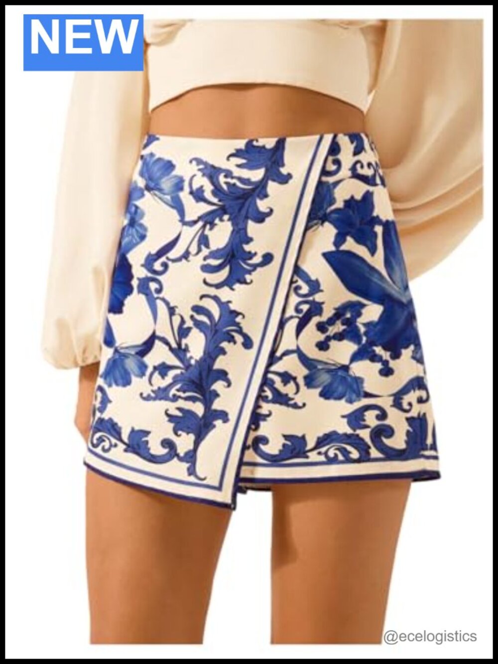Women's Floral Wrap Skort Mini Boho Skirt Polyester Lightweight